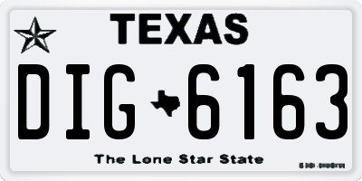 TX license plate DIG6163