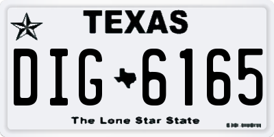 TX license plate DIG6165