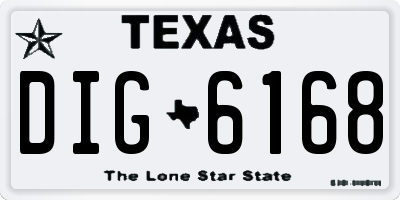 TX license plate DIG6168