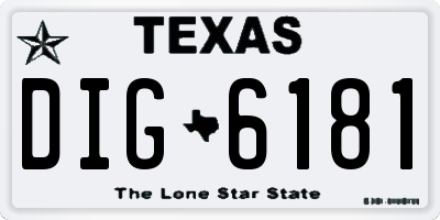 TX license plate DIG6181