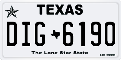 TX license plate DIG6190