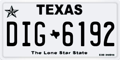 TX license plate DIG6192