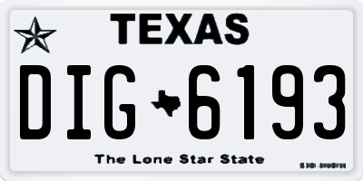 TX license plate DIG6193