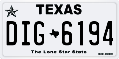 TX license plate DIG6194