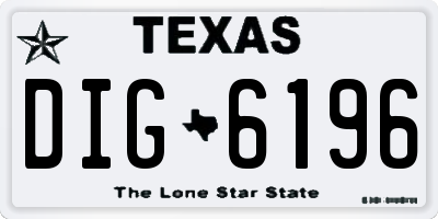 TX license plate DIG6196