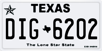 TX license plate DIG6202