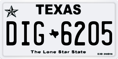TX license plate DIG6205