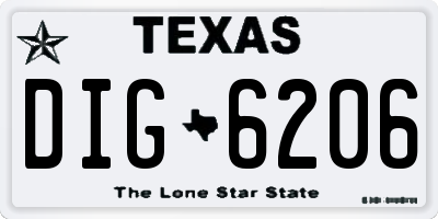 TX license plate DIG6206