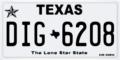 TX license plate DIG6208