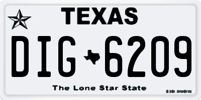 TX license plate DIG6209