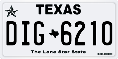 TX license plate DIG6210