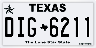 TX license plate DIG6211