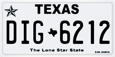 TX license plate DIG6212