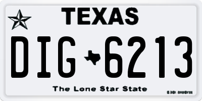 TX license plate DIG6213