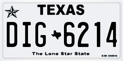 TX license plate DIG6214