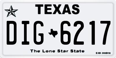 TX license plate DIG6217