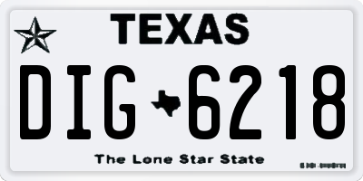 TX license plate DIG6218