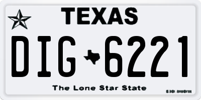 TX license plate DIG6221