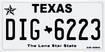 TX license plate DIG6223