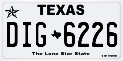 TX license plate DIG6226