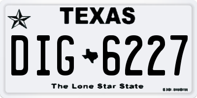 TX license plate DIG6227