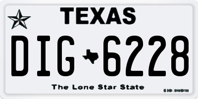 TX license plate DIG6228