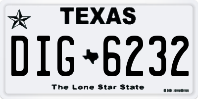 TX license plate DIG6232