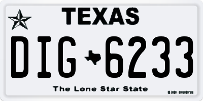 TX license plate DIG6233