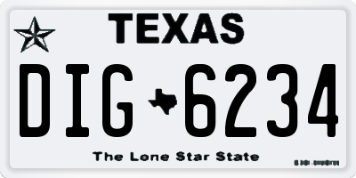TX license plate DIG6234