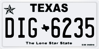 TX license plate DIG6235