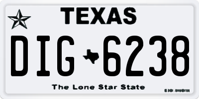 TX license plate DIG6238