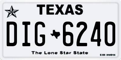 TX license plate DIG6240