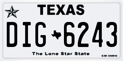 TX license plate DIG6243