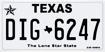 TX license plate DIG6247