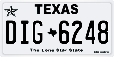 TX license plate DIG6248