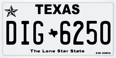TX license plate DIG6250