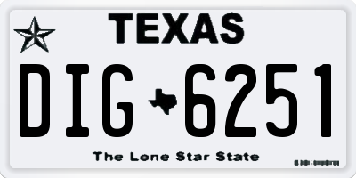 TX license plate DIG6251