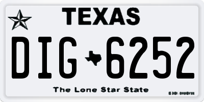 TX license plate DIG6252