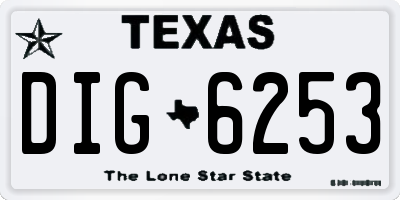 TX license plate DIG6253