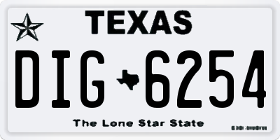 TX license plate DIG6254