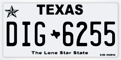TX license plate DIG6255