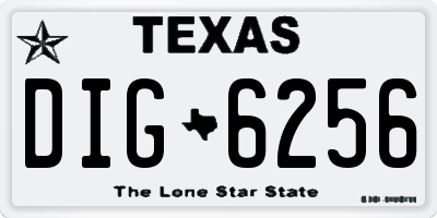TX license plate DIG6256