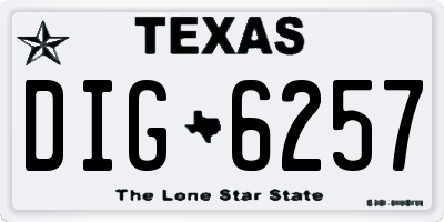 TX license plate DIG6257