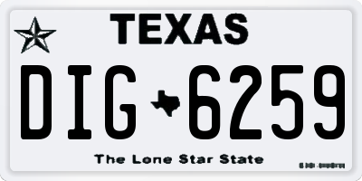 TX license plate DIG6259