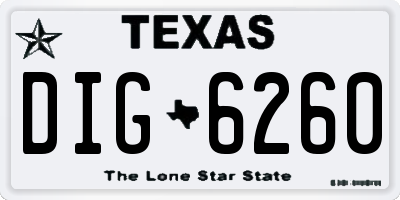 TX license plate DIG6260