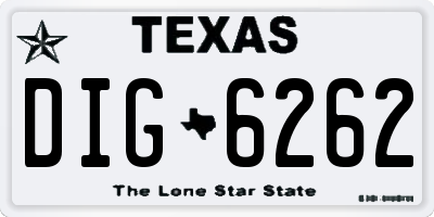 TX license plate DIG6262