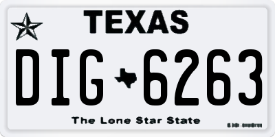 TX license plate DIG6263