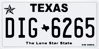 TX license plate DIG6265