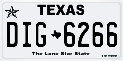 TX license plate DIG6266