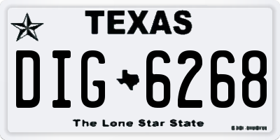 TX license plate DIG6268